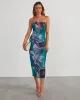 Delora Printed Mesh Strapless Midi Dress sold by Vici