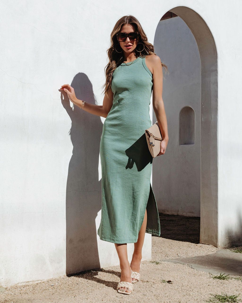 Jenella Ribbed Midi Dress - Green - FINAL SALE sold by Vici product image thumbnail 3
