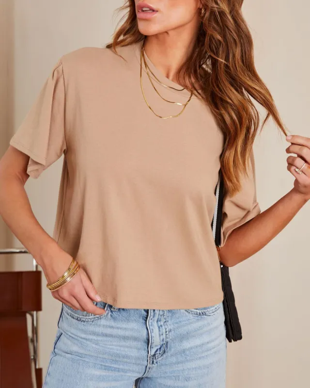 Charlize Cotton Cropped Tee - Latte - FINAL SALE sold by Vici