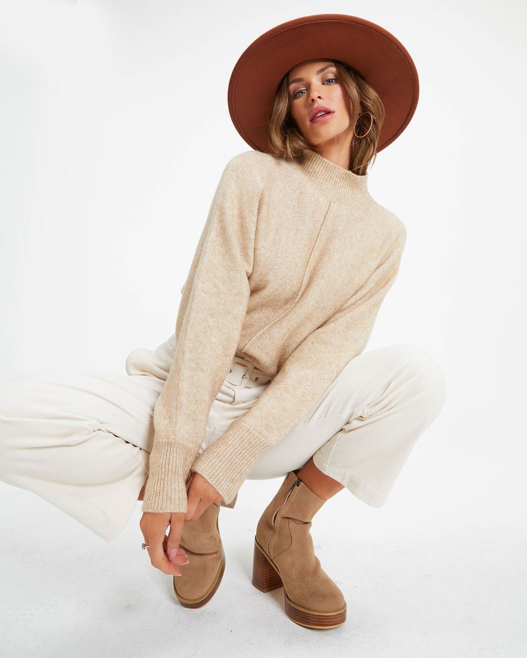 Susana Mock Neck Pullover Sweater sold by Vici