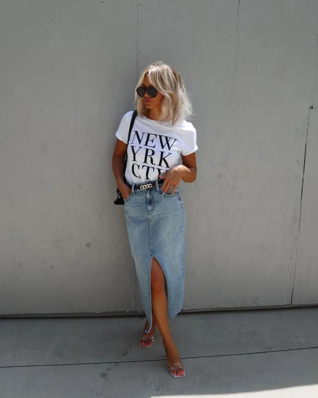 NYC Cotton Graphic Tee - White sold by Vici