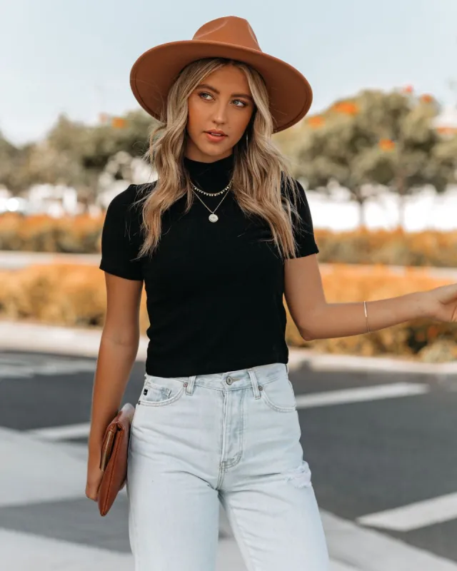 Mekhi Mock Neck Knit Crop Top - Black - FINAL SALE sold by Vici