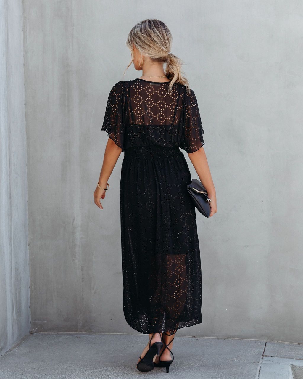 Thumbelina Metallic Eyelet Midi Dress - Black - FINAL SALE sold by Vici product image thumbnail 2
