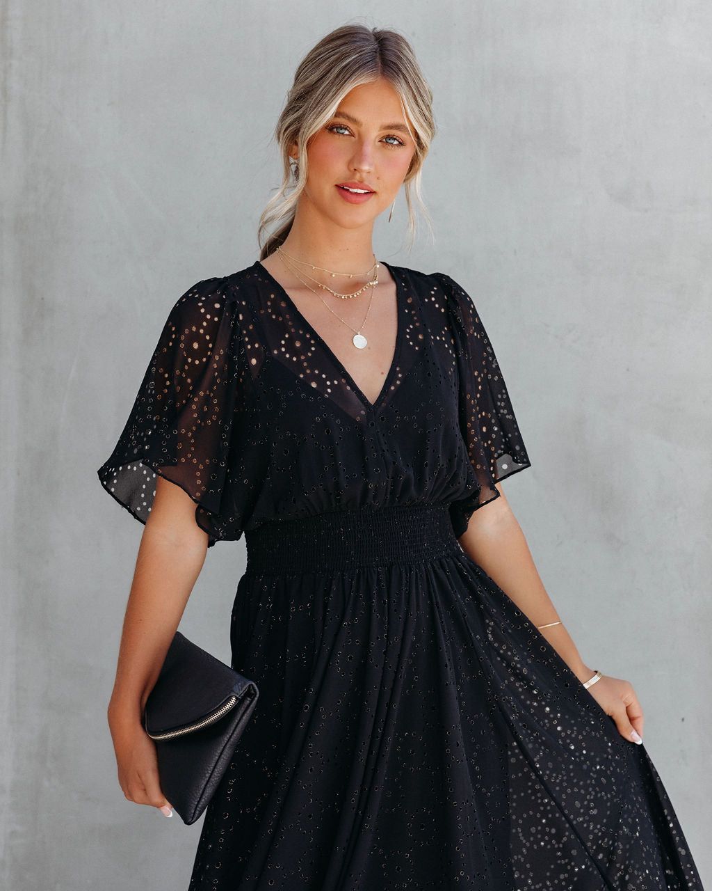 Thumbelina Metallic Eyelet Midi Dress - Black - FINAL SALE sold by Vici product image thumbnail 6