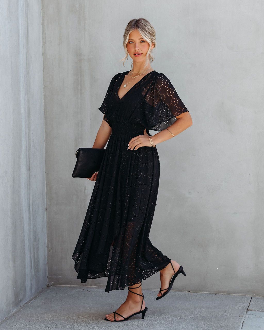 Thumbelina Metallic Eyelet Midi Dress - Black - FINAL SALE sold by Vici product image thumbnail 7