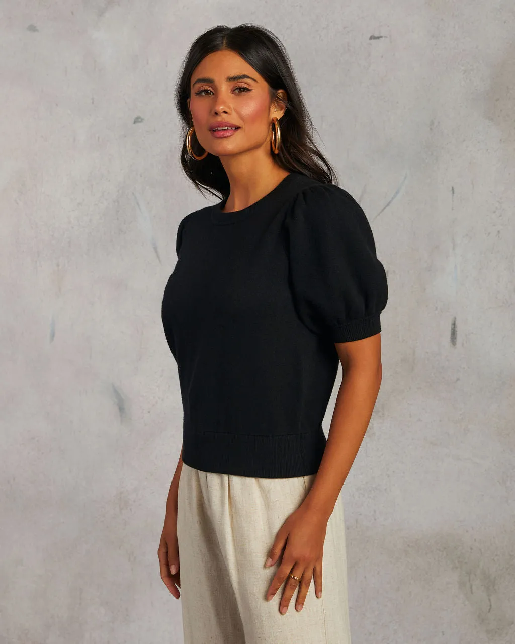 Livia Puff Sleeve Knit Sweater Top sold by Vici product image thumbnail 3
