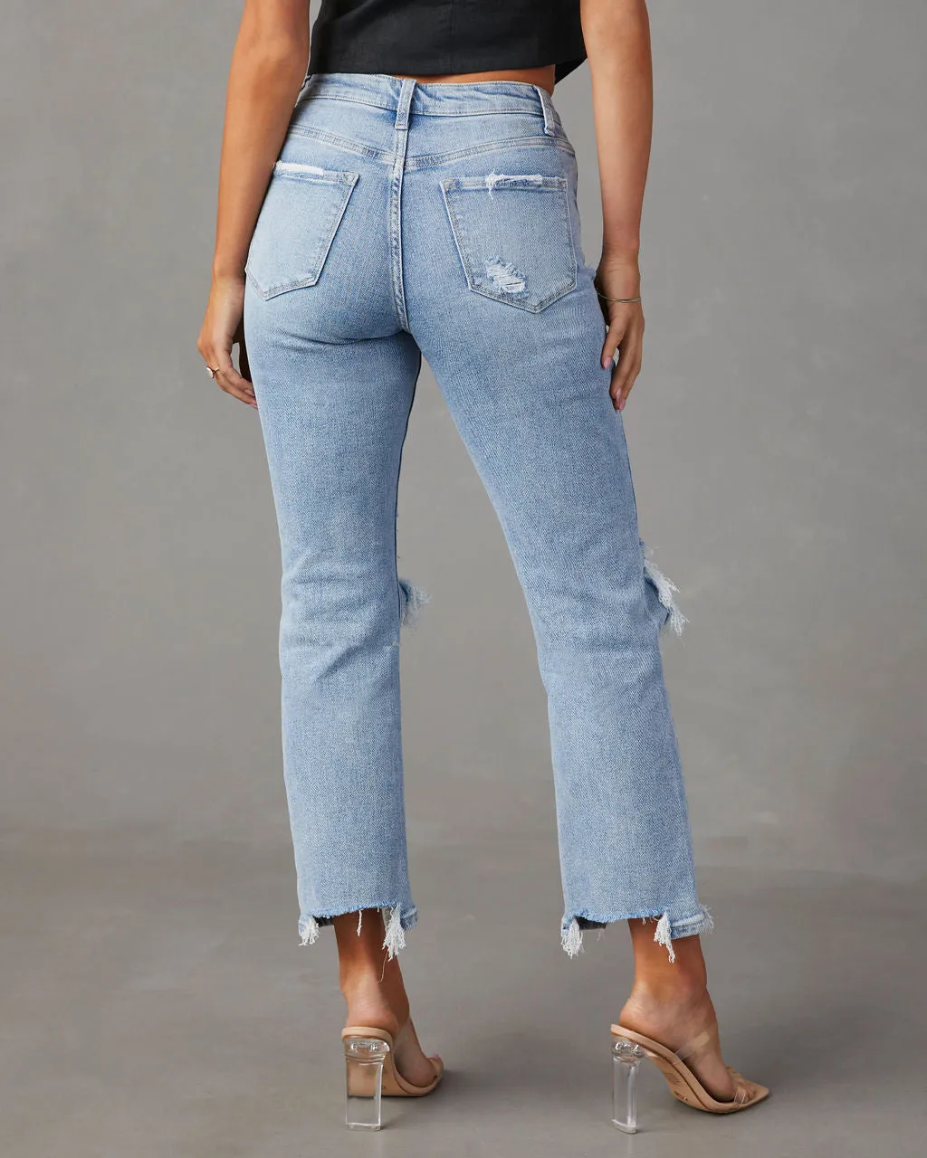 Jolee High Rise Distressed Cropped Jeans sold by Vici product image thumbnail 4