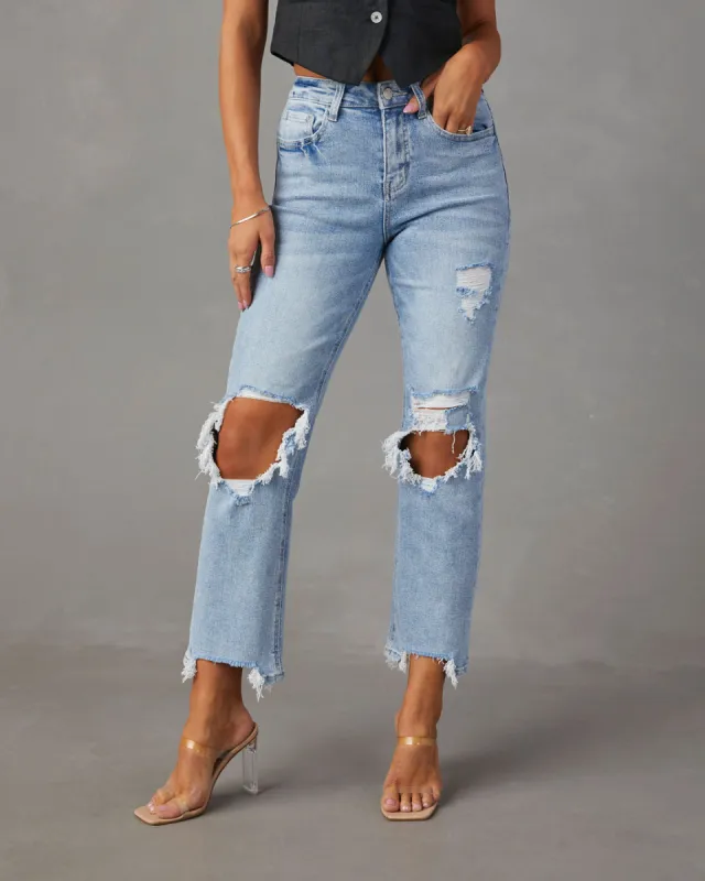 Jolee High Rise Distressed Cropped Jeans sold by Vici