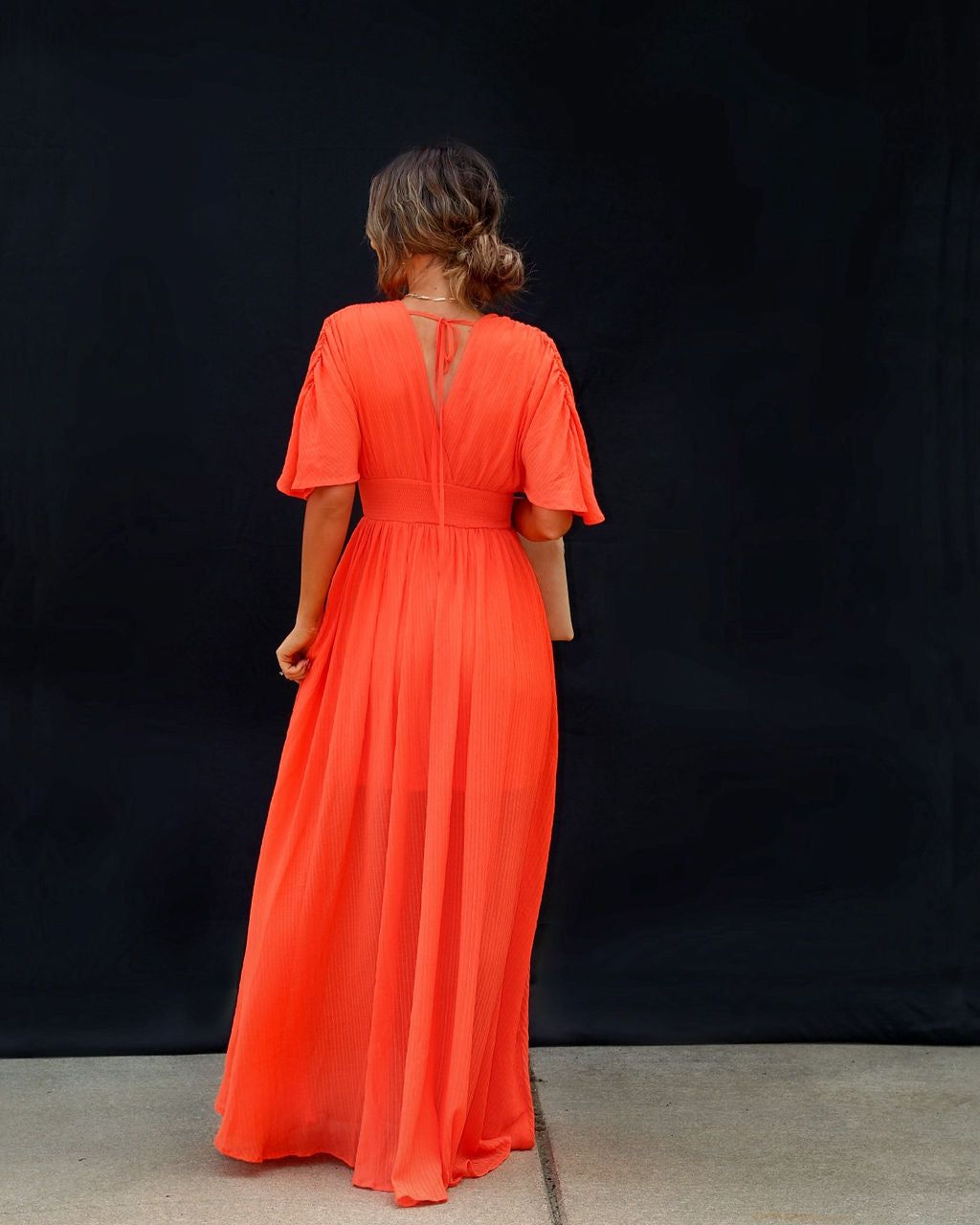 Cathleen Plunge Neck Maxi Dress - Orange - FINAL SALE sold by Vici product image thumbnail 2
