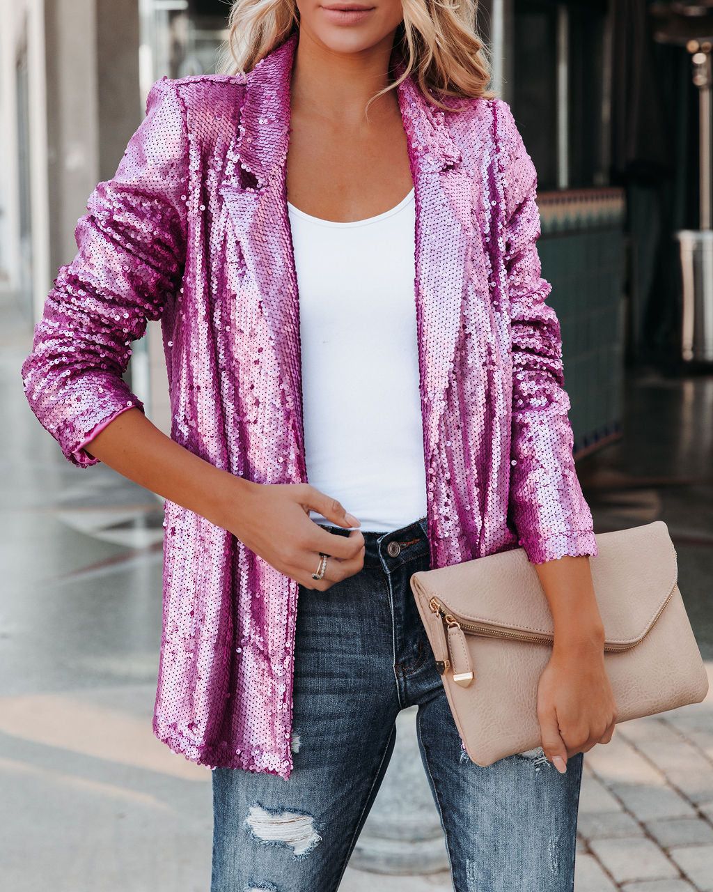 Life Of The Party Sequin Blazer - Pink - FINAL SALE sold by Vici
