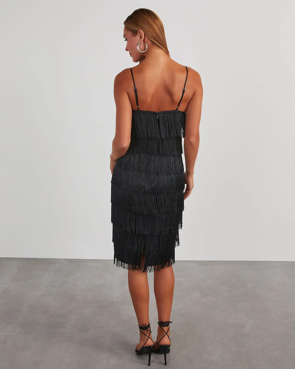 Speakeasy Tiered Fringe Midi Dress sold by Vici product image thumbnail 5