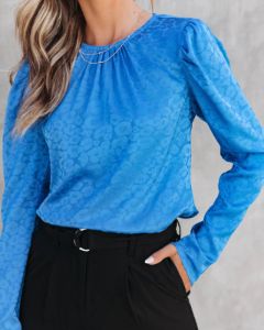 Anikka Satin Padded Shoulder Blouse - Blue - FINAL SALE sold by Vici