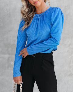 Anikka Satin Padded Shoulder Blouse - Blue - FINAL SALE sold by Vici