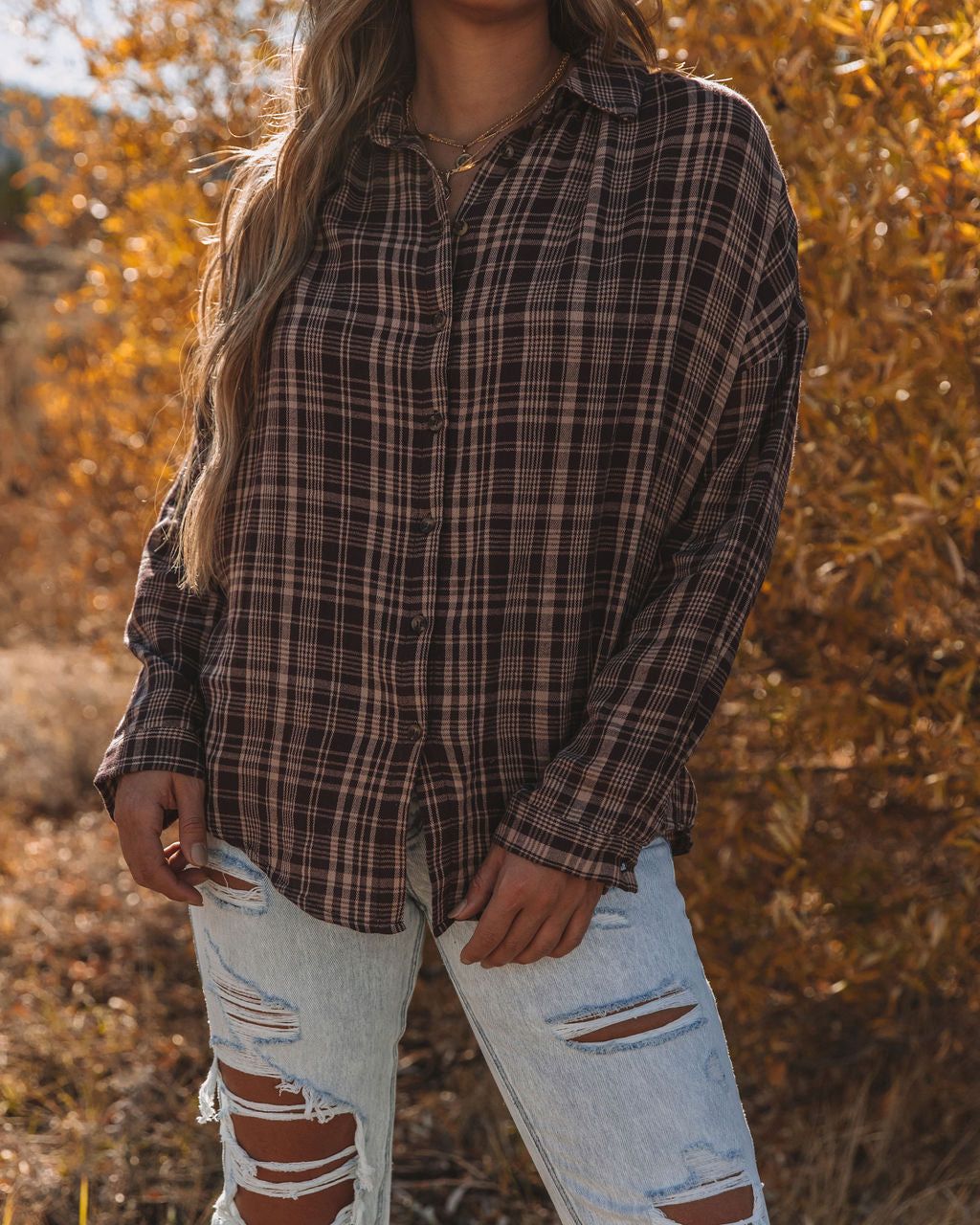 Pauline Cotton Plaid Button Down Top - FINAL SALE sold by Vici product image thumbnail 4