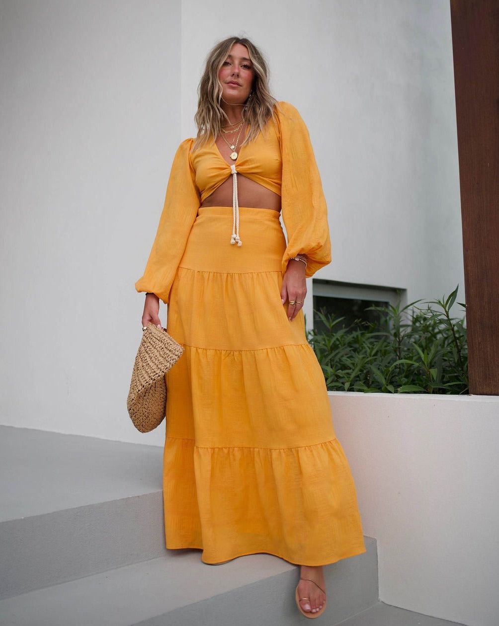 Elizabeth Tiered Maxi Skirt - Mango - FINAL SALE sold by Vici product image thumbnail 3