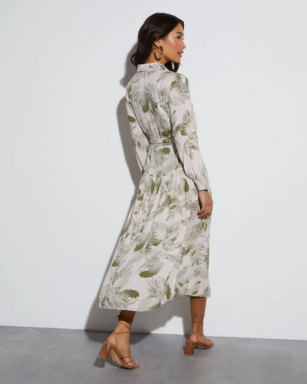 Ladylike Collared Tropical Print Midi Dress sold by Vici product image thumbnail 4