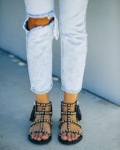 Bina Studded Strappy Sandal - Black - FINAL SALE sold by Vici