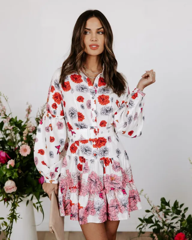 Katherine Floral Belted Tiered Mini Dress - FINAL SALE sold by Vici