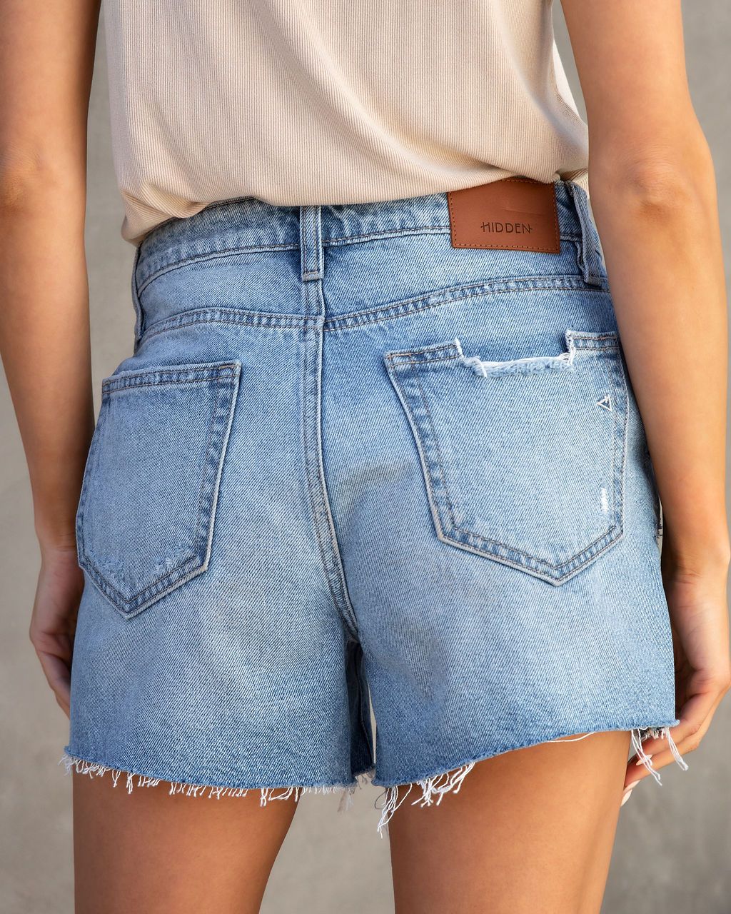 stassi-high-rise-distressed-mom-jean-shorts-1 sold by Vici product image thumbnail 4