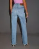 Abbie High Rise Distressed Straight Leg Jeans sold by Vici