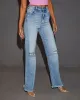 Abbie High Rise Distressed Straight Leg Jeans sold by Vici