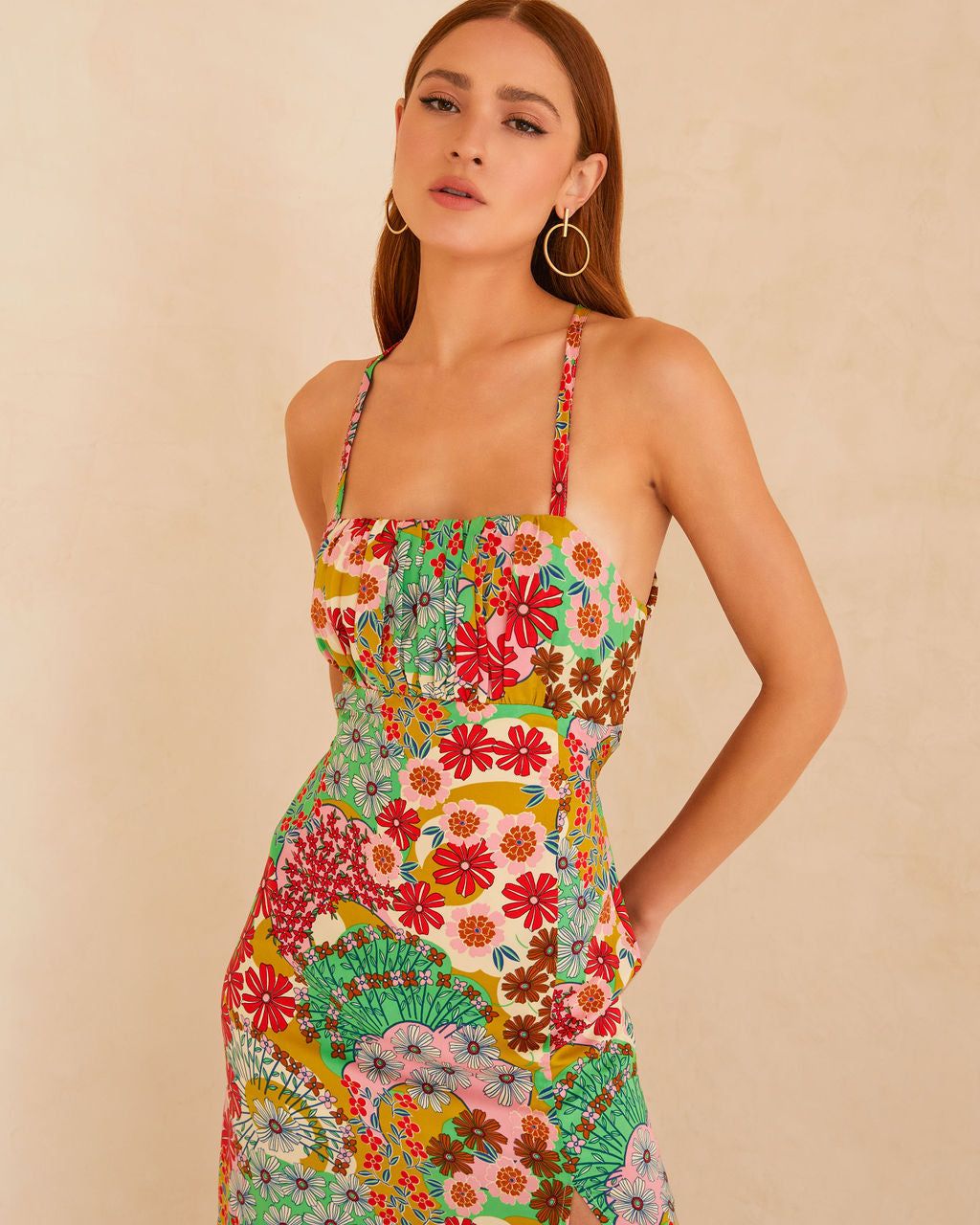 Kaori Floral Slip Midi Dress - Green - SALE sold by Vici product image thumbnail 7