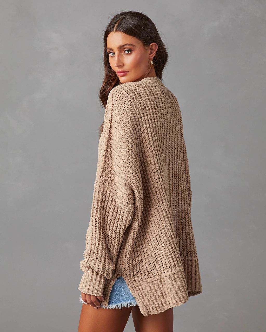 Kudos Pocketed Chenille Knit Cardigan - Taupe sold by Vici product image thumbnail 2