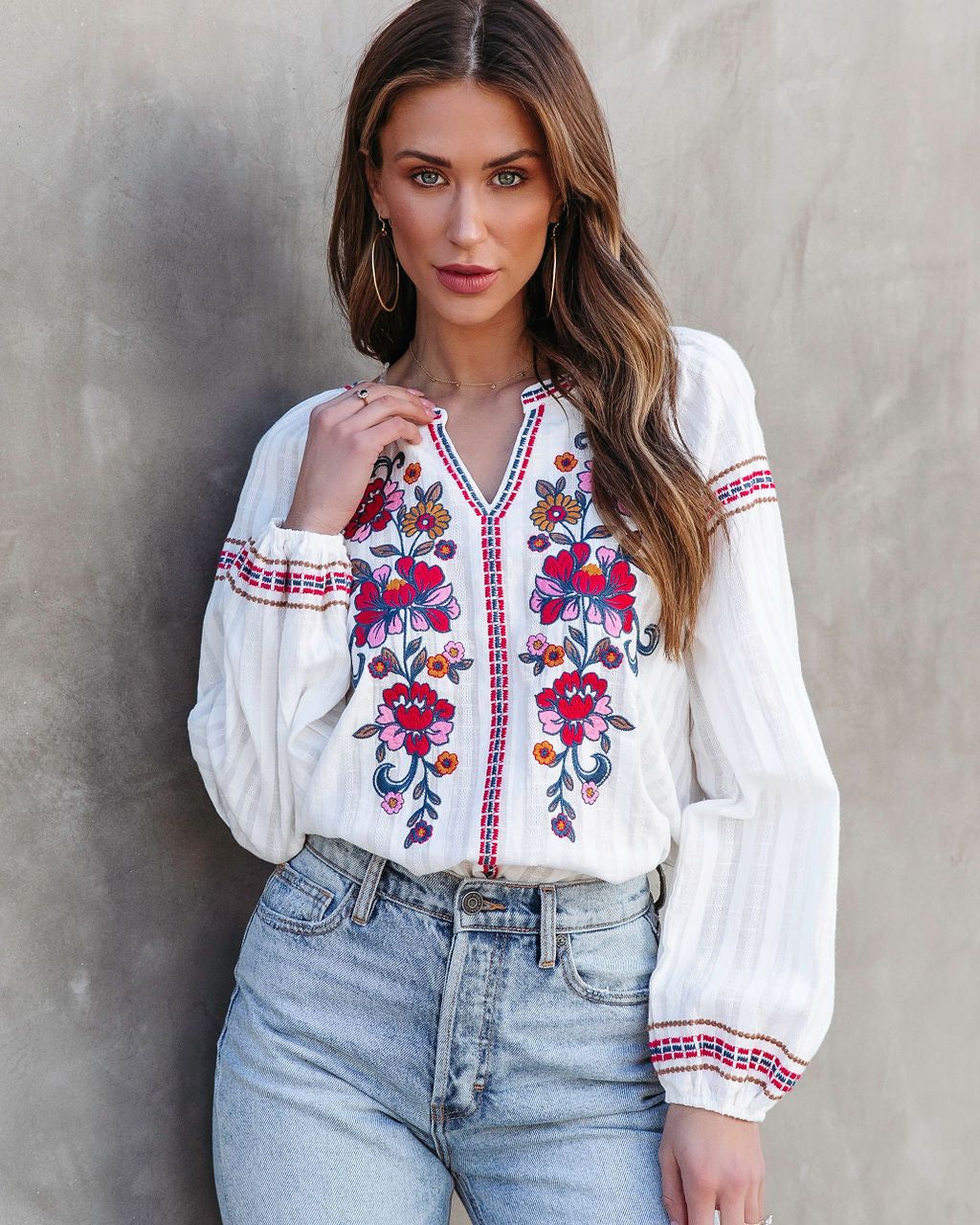 Brienne Floral Embroidered Cotton Top - FINAL SALE sold by Vici