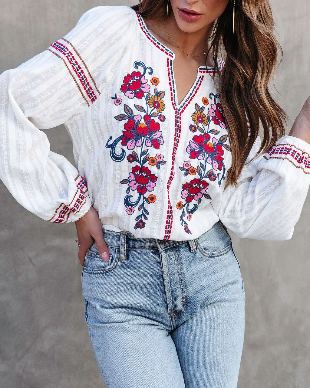 Brienne Floral Embroidered Cotton Top - FINAL SALE sold by Vici product image thumbnail 2