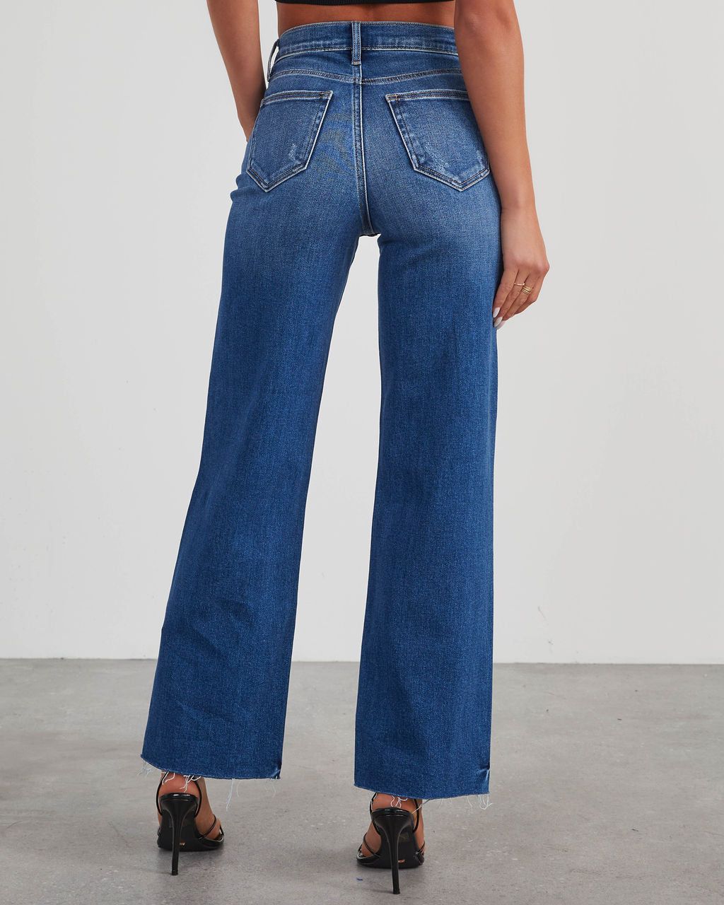 VICI Icon Distressed High Rise Straight Jeans - Dark Wash sold by Vici product image thumbnail 4