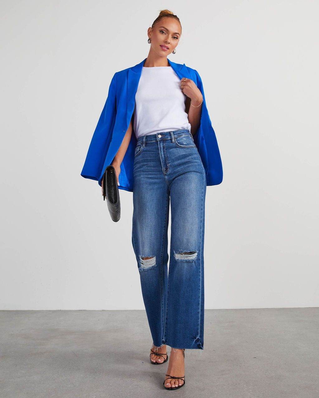 VICI Icon Distressed High Rise Straight Jeans - Dark Wash sold by Vici product image thumbnail 6