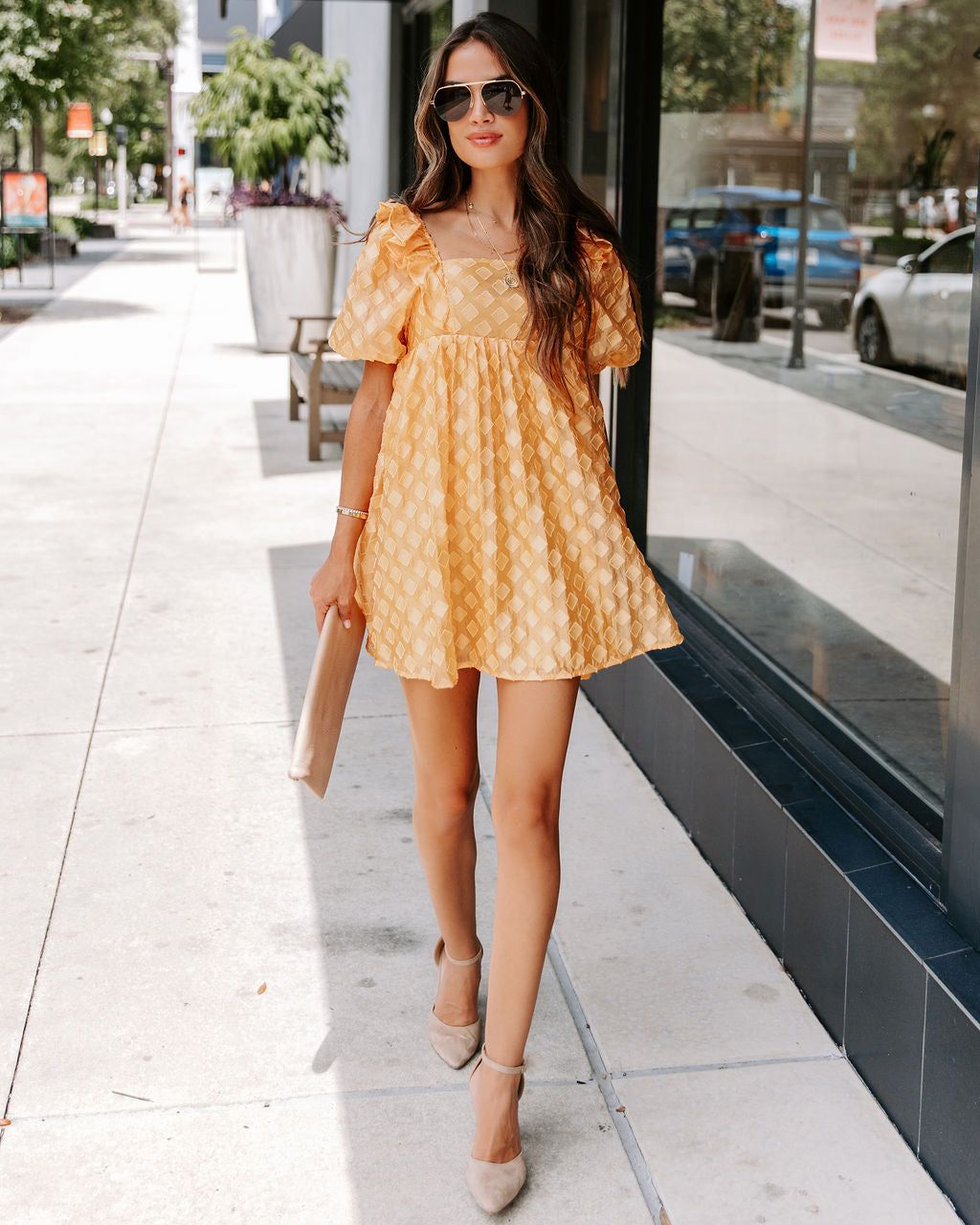 Unforgettable Sunrise Textured Babydoll Dress sold by Vici product image thumbnail 5