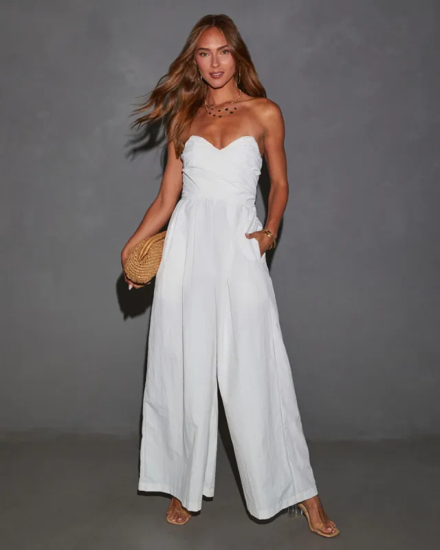 Casey Poplin Tie Waist Wide Leg Jumpsuit sold by Vici