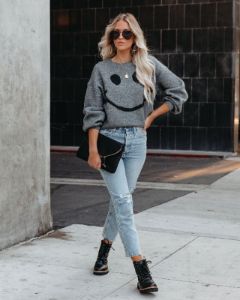 Beautiful Smile Knit Sweater - Grey - FINAL SALE sold by Vici