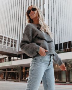 Beautiful Smile Knit Sweater - Grey - FINAL SALE sold by Vici