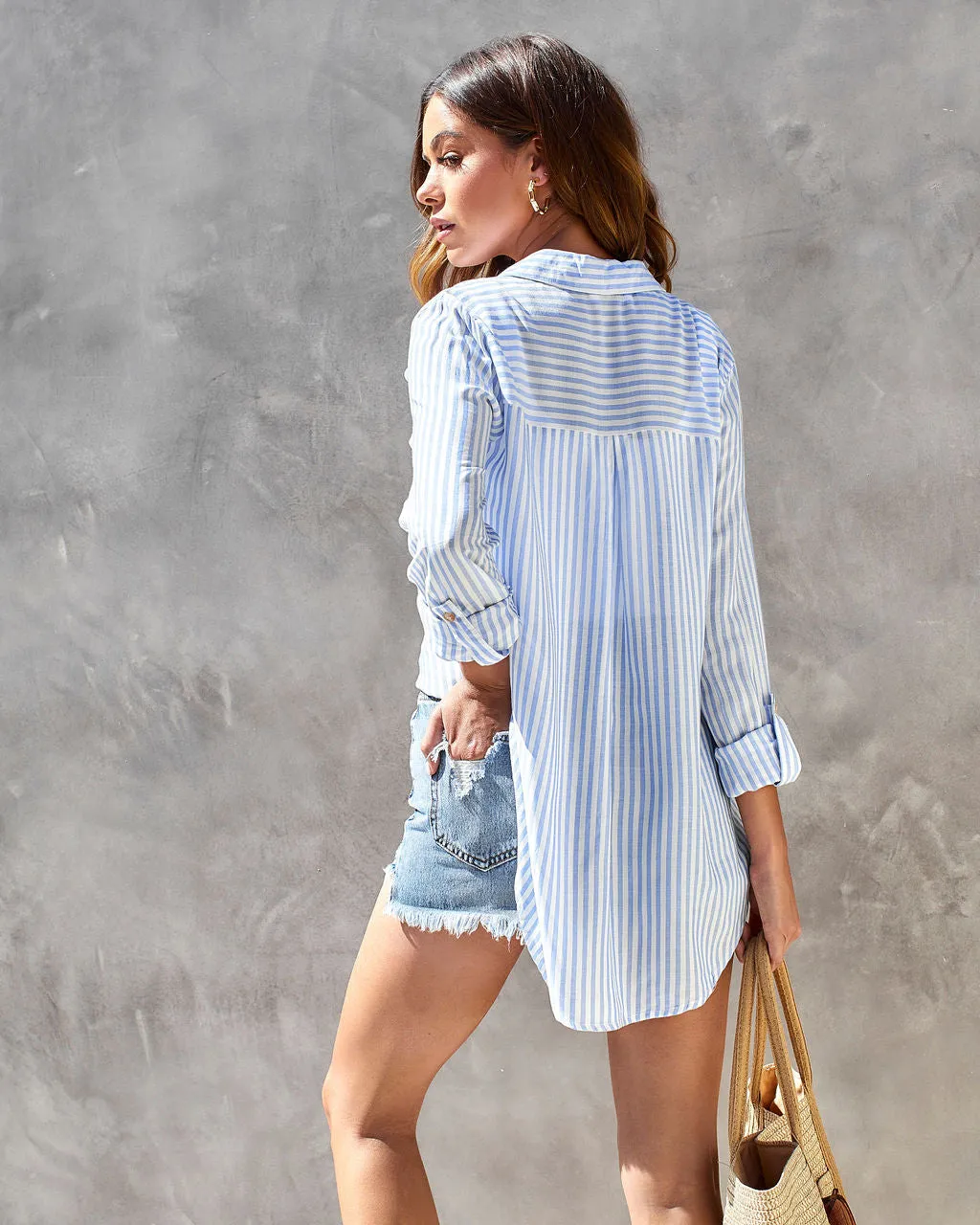 Coastal Cruising Stripe Button Down Top sold by Vici product image thumbnail 2