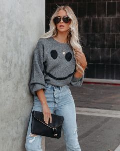 Beautiful Smile Knit Sweater - Grey - FINAL SALE sold by Vici