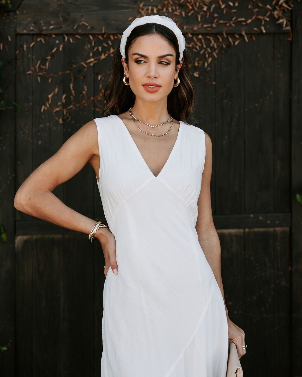 Vada Sleeveless V-Neck Maxi Dress - White - FINAL SALE sold by Vici product image thumbnail 7