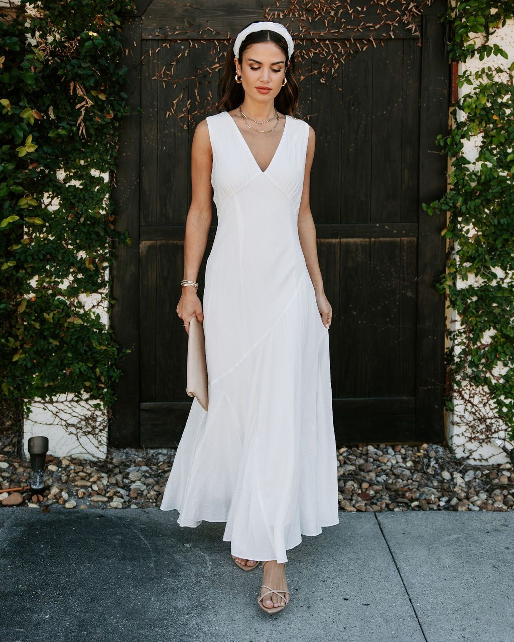 Vada Sleeveless V-Neck Maxi Dress - White - FINAL SALE sold by Vici