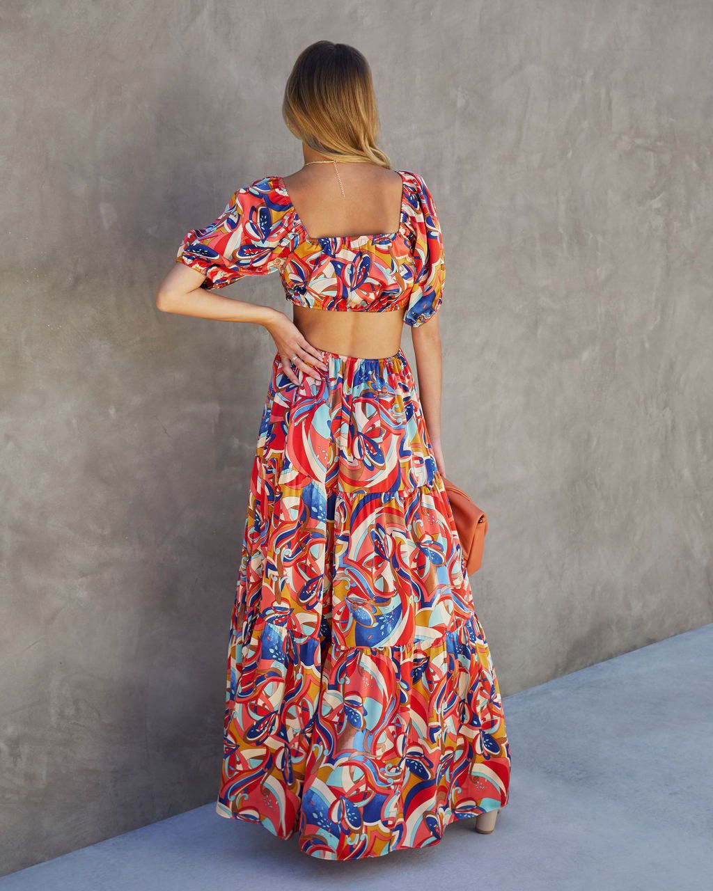 Roma Satin Printed Side Cutout Maxi Dress - FINAL SALE sold by Vici product image thumbnail 2