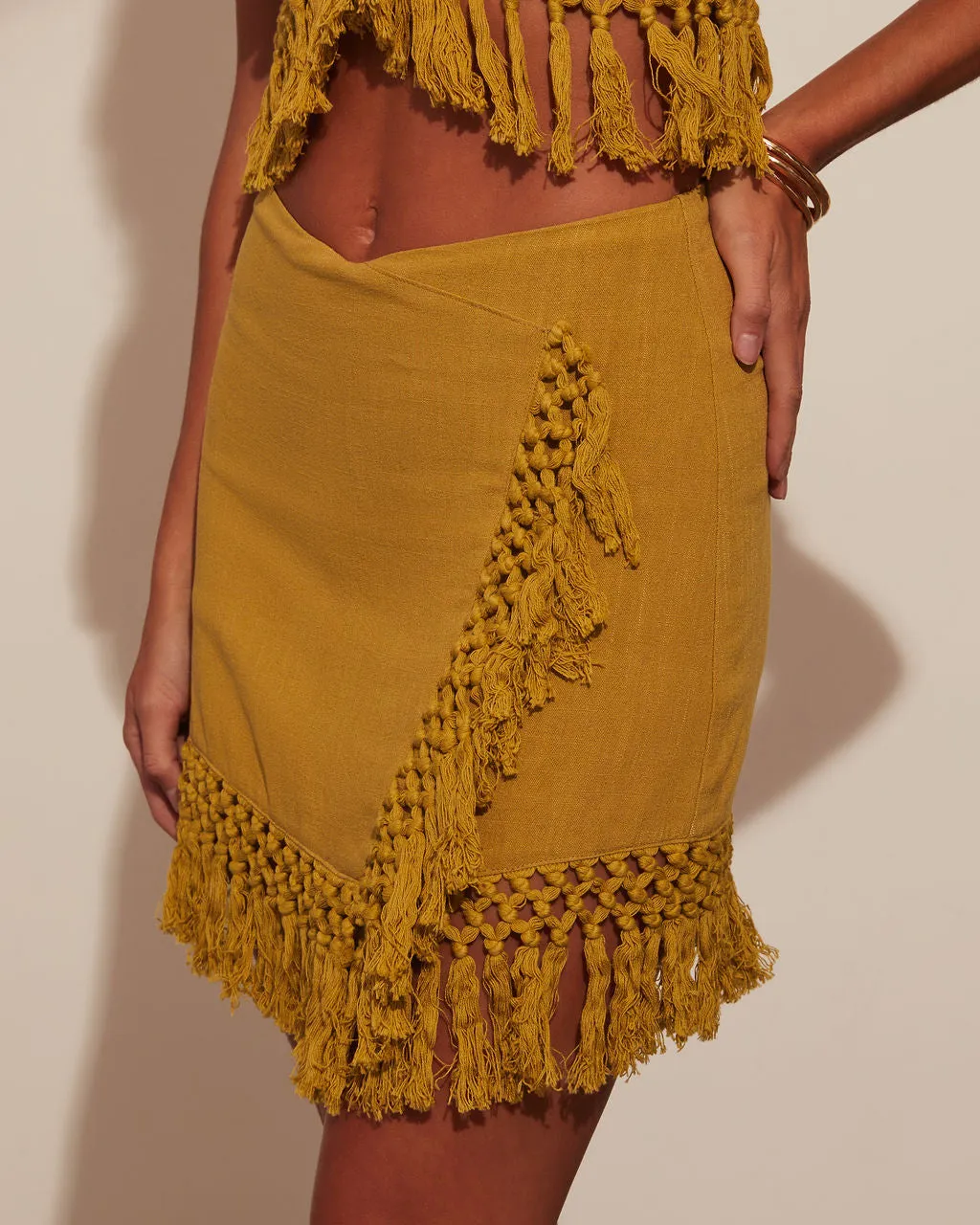 Madrid Tango Wrap Fringe Mini Skirt sold by Vici product image thumbnail 3