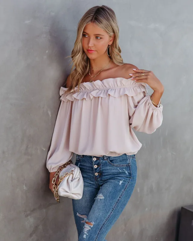 Lalette Off The Shoulder Ruffle Blouse - Ecru - FINAL SALE sold by Vici