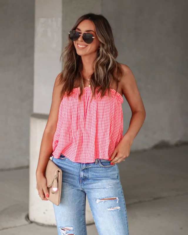 Picnic Perfect Date Gingham Babydoll Top sold by Vici