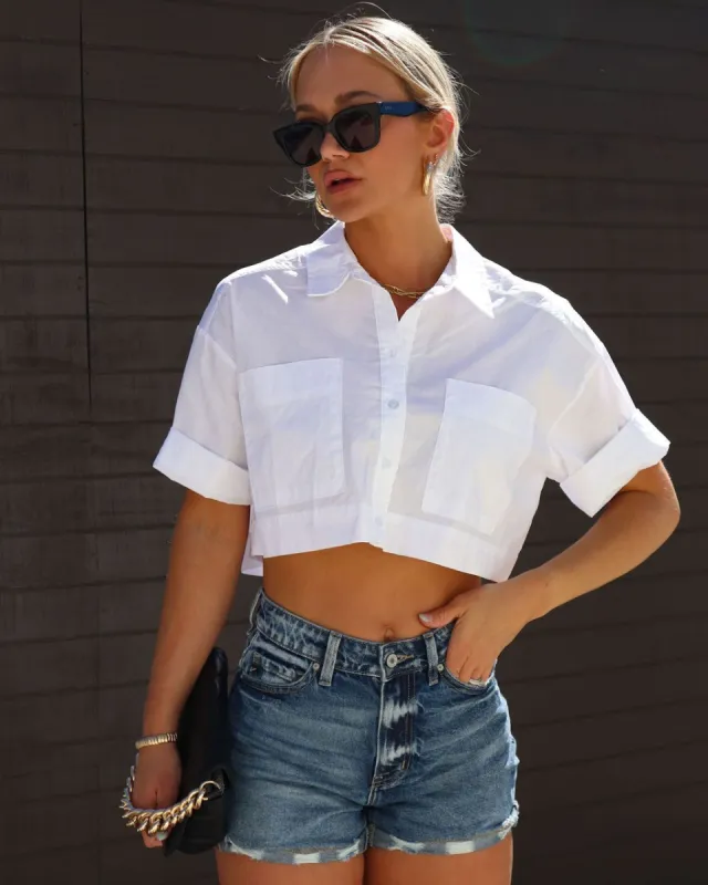 Dorit Cotton Cropped Button Down Top - White - FINAL SALE sold by Vici
