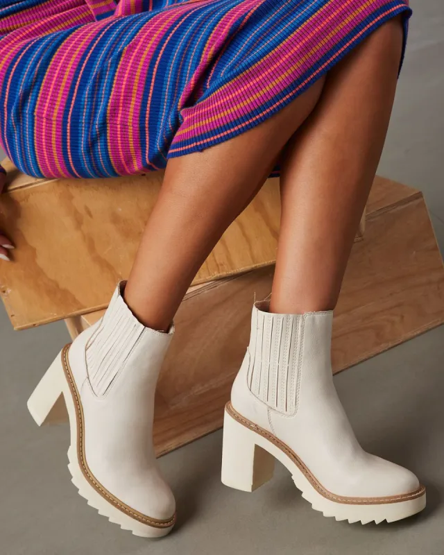 Midan Faux Leather Heeled Boots - White sold by Vici