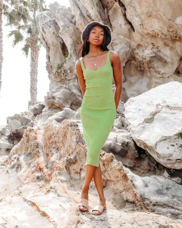 Stevenson Ribbed Knit Midi Dress - Olive - FINAL SALE sold by Vici