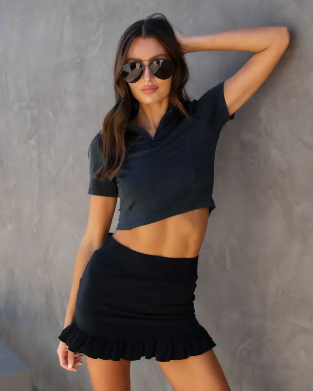 Warm Up Ruffle Skort - Black - FINAL SALE sold by Vici