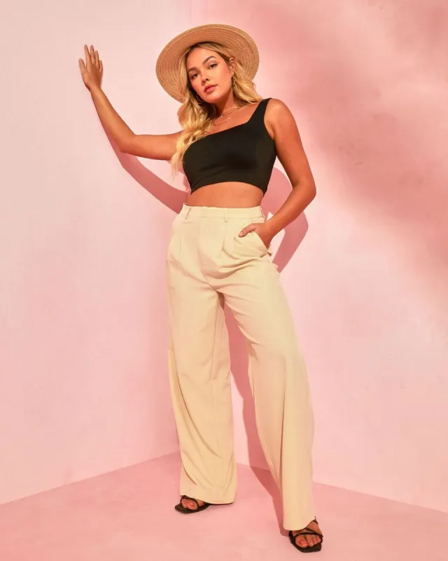 Cienega High Waisted Pocketed Wide Leg Pants made by Vici