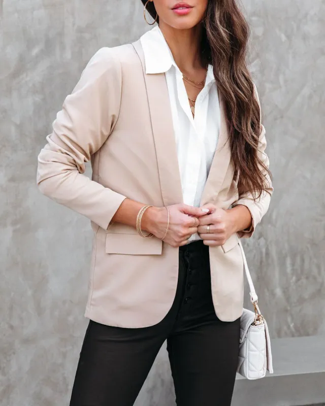 Maryanne Pocketed Blazer - Tan  - FINAL SALE made by Vici
