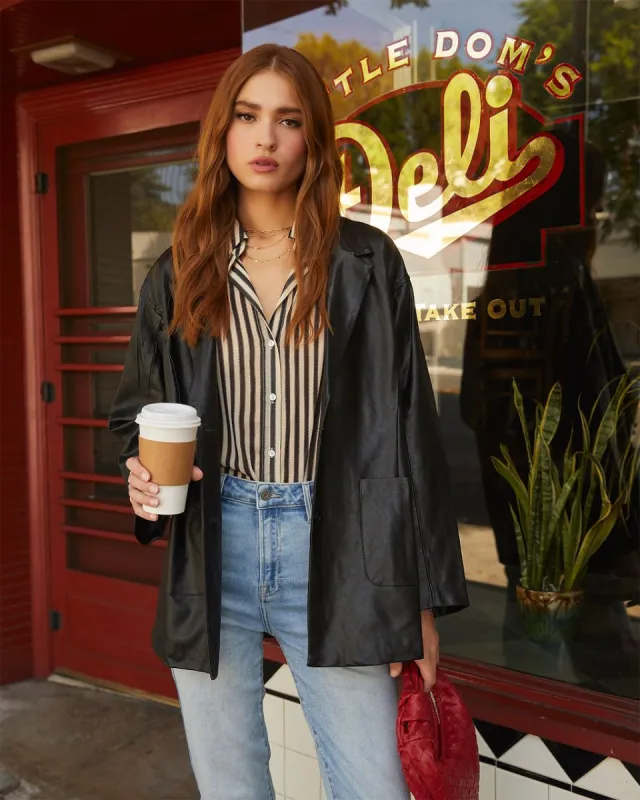 Carry On Striped Button Down Top - Cream/Black sold by Vici